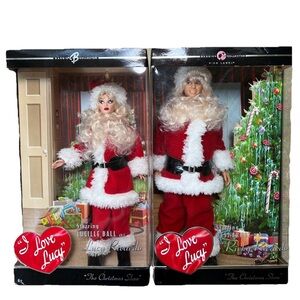 Lot of 2 I Love Lucy Santa Barbie The Christmas Show Lucy & Ricky